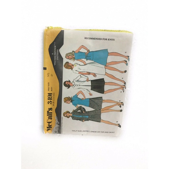Mccalls 3491 Misses Half Sizes Jacket Dress Top Skirt Sewing Pattern Size 14 1/2 - Picture 1 of 5